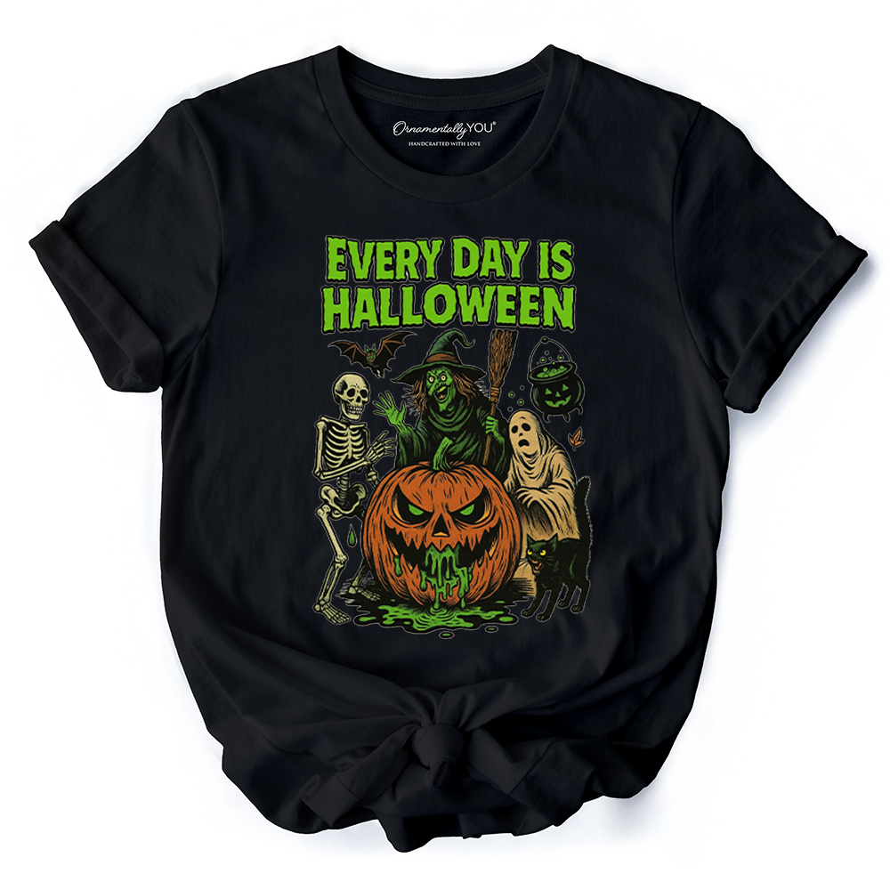 Every Day Is Halloween T-Shirt, Vintage Pumpkin Witch Spooky Tee for Eternal Spook Enthusiasts