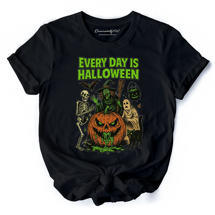 Every Day Is Halloween T-Shirt, Vintage Pumpkin Witch Spooky Tee for Eternal Spook Enthusiasts