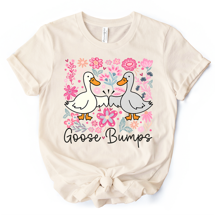 Funny Goose Bumps Floral T-Shirt, White, Natural and Black Sarcastic Goose Tee Gifts