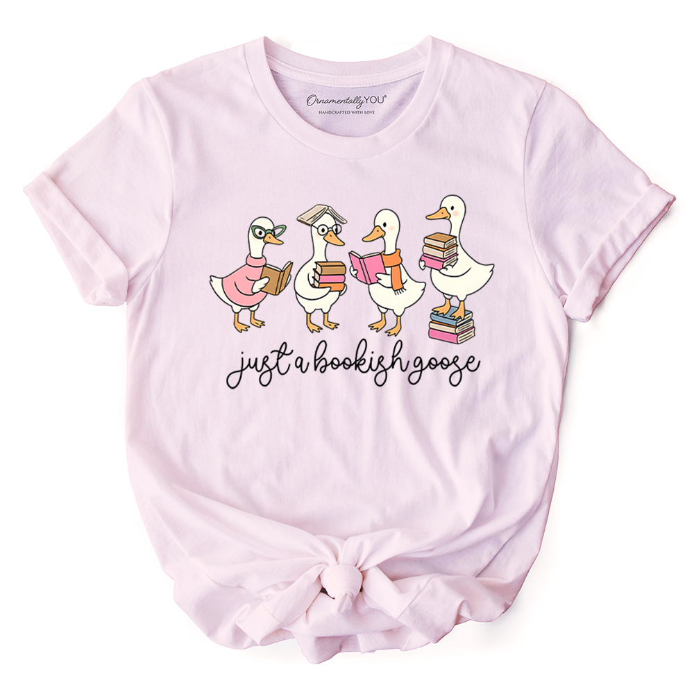 Just a Bookish Goose T-Shirt, Funny Nerdy Book Readers Tee for Bookworms