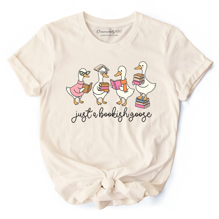 Just a Bookish Goose T-Shirt, Funny Nerdy Book Readers Tee for Bookworms