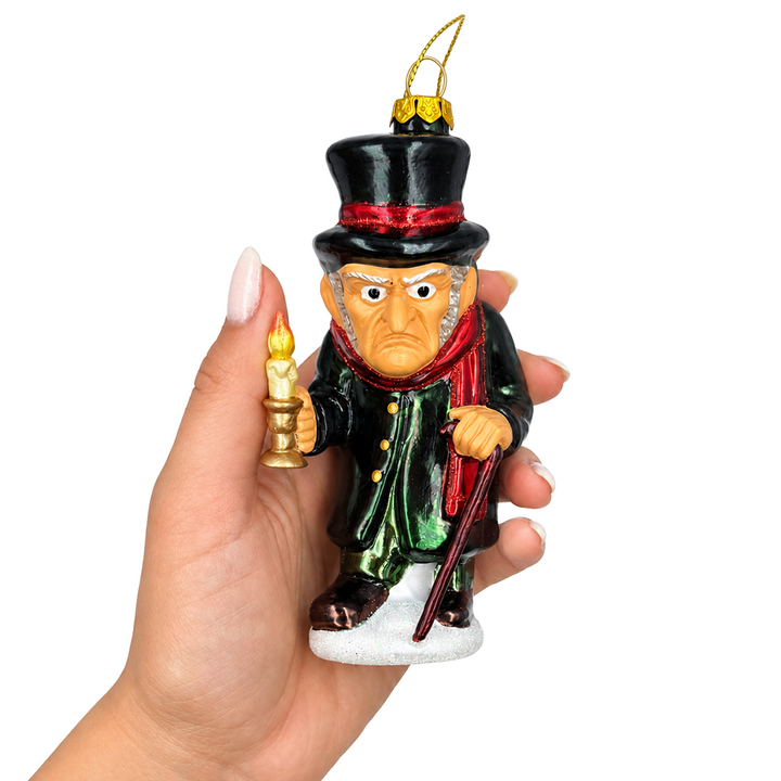 (PRE-ORDER) Ebenezer Scrooge with Candle Glass Christmas Ornament, A Christmas Carol Victorian Holiday Decor