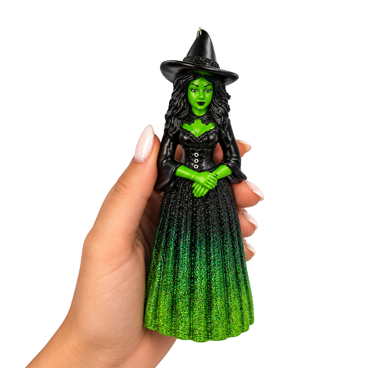 (PRE-ORDER) Green Skin Witch Resin Ornament, Gothic Halloween Sorceress Tree Decor
