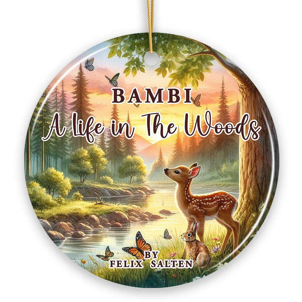 A Life in the Woods by Felix Salten Ornament, Bambi's Journey Christmas Keepsake Ceramic Ornament OrnamentallyYou 