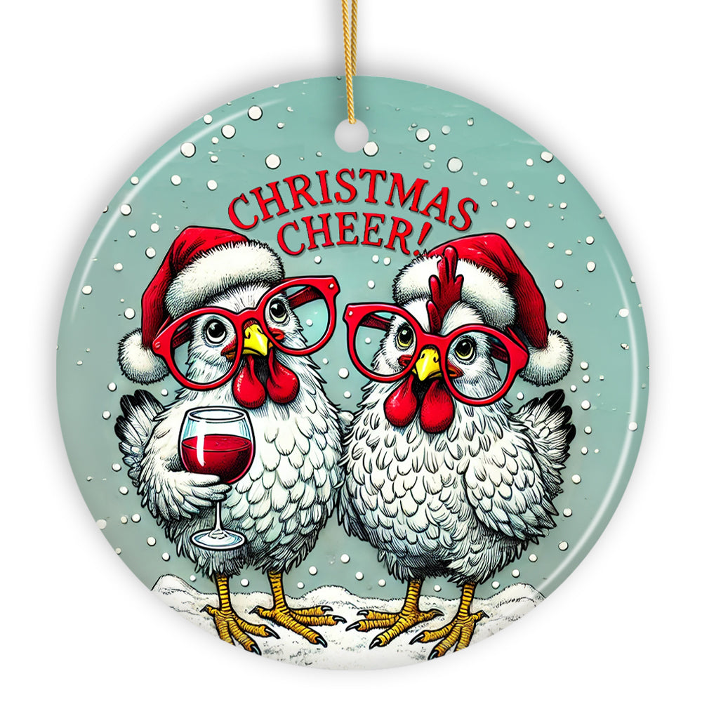 Christmas Cheer Chicken Ornament, Whimsical Holiday Tree Decoration