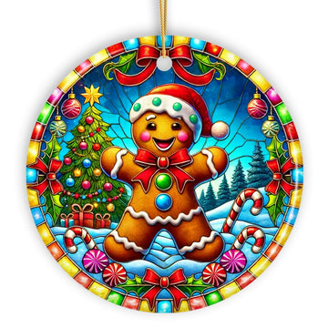 Festive Candyland Gingerbread Man Ornament, Sweet Christmas Gift Ceramic Ornament OrnamentallyYou 