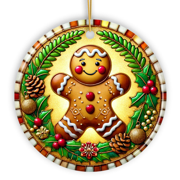 Golden Gingerbread Man Delight Ornament, Radiant Holiday Guardian for Festive Decor