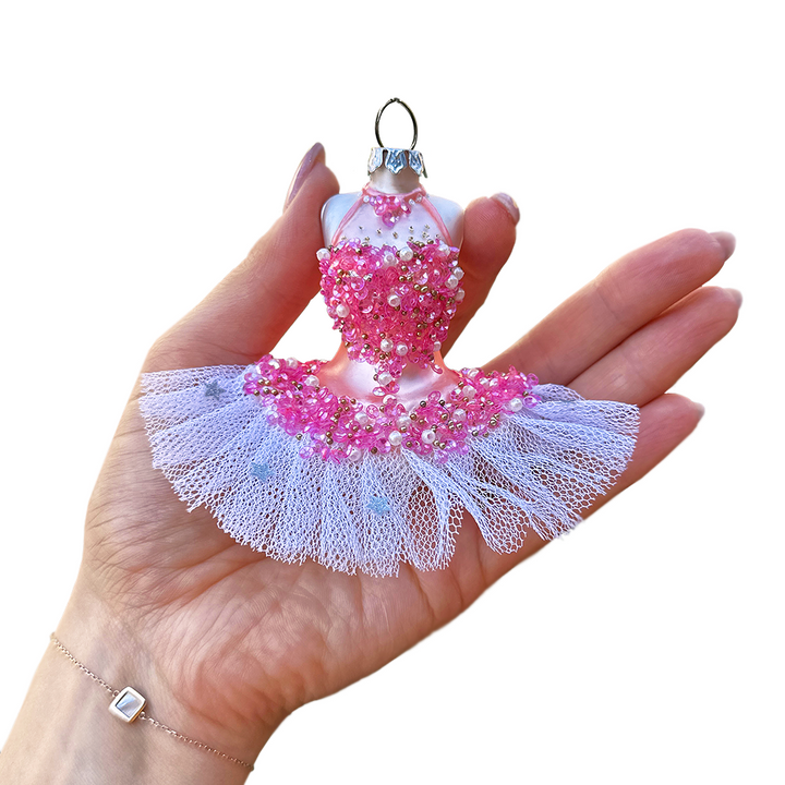 (Pre-Order) Classic Ballerina Dress Handcrafted Glass Ornament, Ballet Dancer Gift