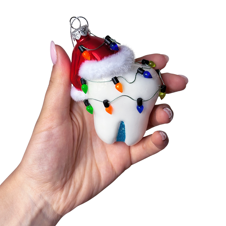 (Pre-Order) Festive Tooth Glass Christmas Ornament, Dentist Gift and Decor