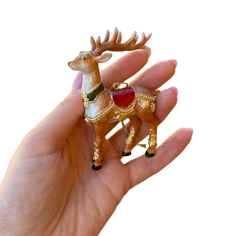 (Pre-Order) Majestic Deer in Gold Armor Ornament, Regal Christmas Tree Decor