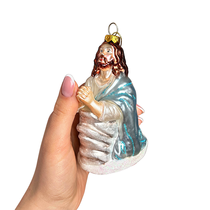 (Pre-Order) Praying Jesus Handcrafted Glass Christmas Ornament, Religious Christian Tree Decoration