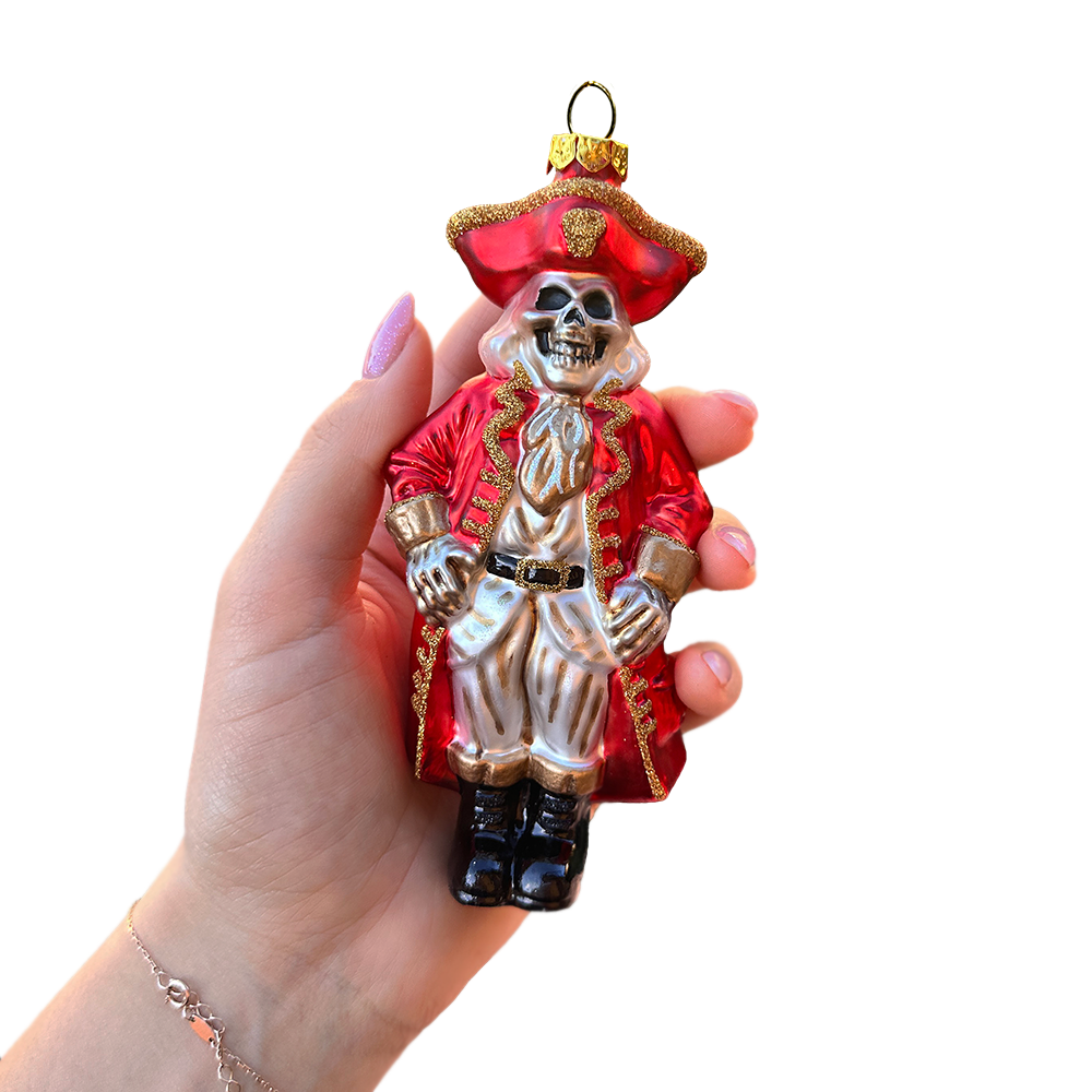 Spooky Pirate of the High Seas Glass Ornament, Creepy Halloween Tree Decoration