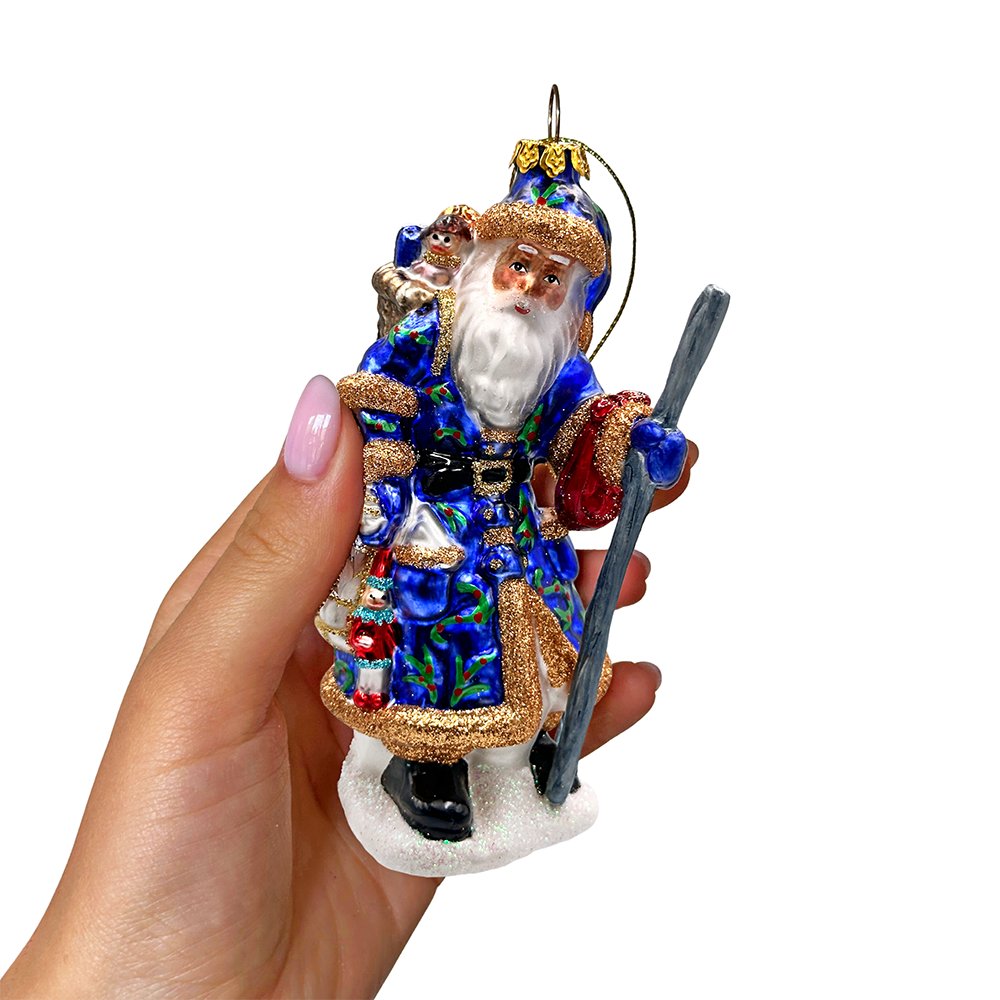 Victorian Vagabound Santa Claus Glass Christmas Ornament, Purple Tree Decor Glass Ornament OrnamentallyYou 