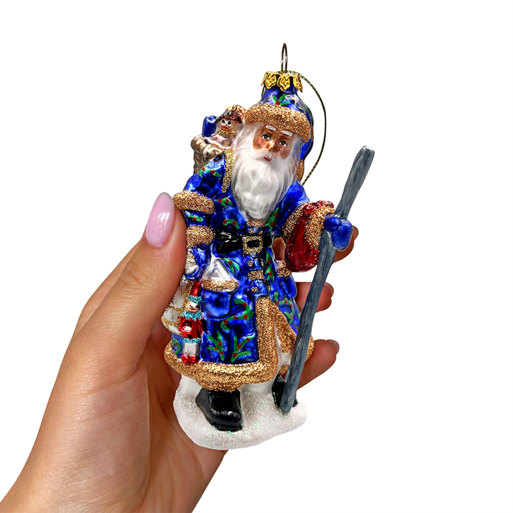 (Pre-Order) Victorian Vagabound Santa Claus Glass Christmas Ornament, Purple Tree Decor