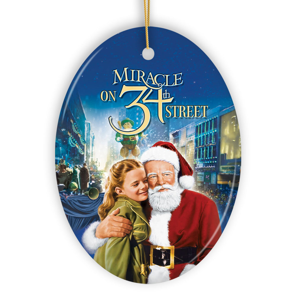 Miracle on 34th Street Christmas Ornament, Nostalgic Classic Movie Gift and Tree Decor Ceramic Ornament OrnamentallyYou Oval 