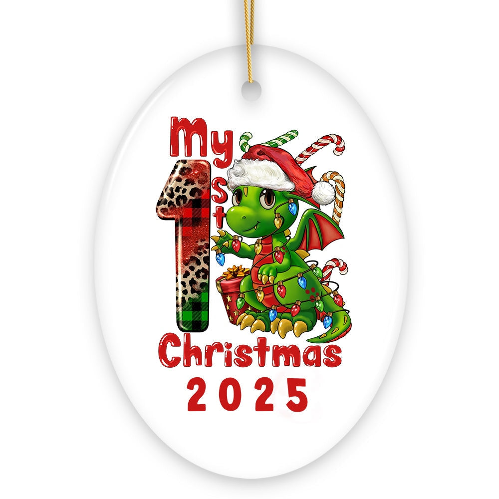 My First Christmas Baby Dinosaur Ornament Ceramic Ornament OrnamentallyYou 