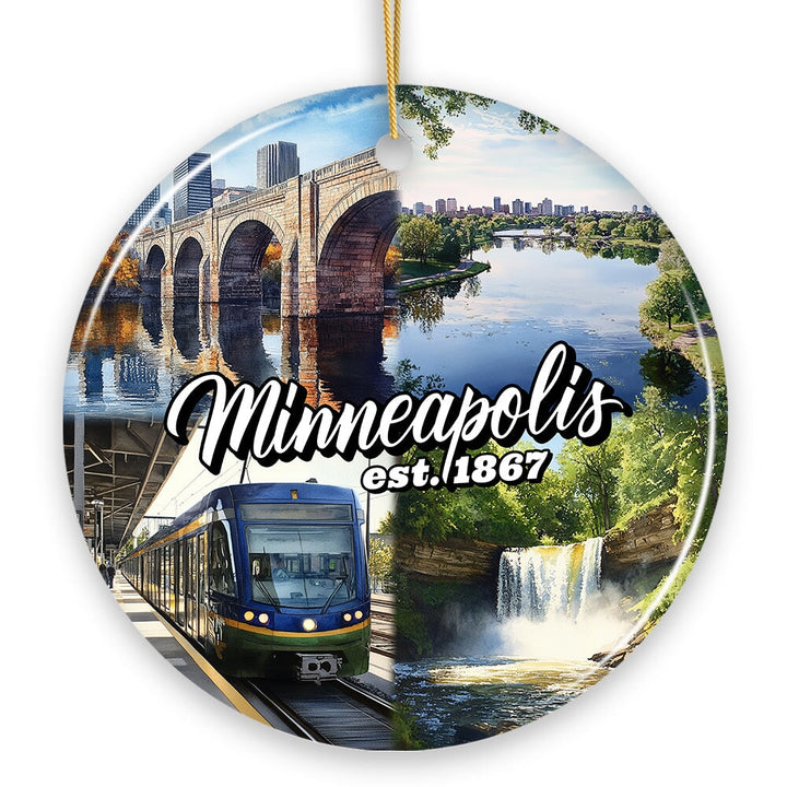 Vibrant Minneapolis Cultural Ornament, Minnesota Twin Cities Urban Heritage Christmas Souvenir Ceramic Ornament OrnamentallyYou 