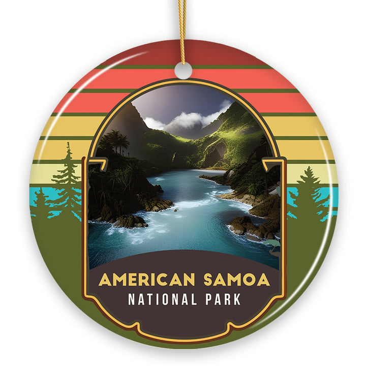 American Samoa National Park Retro Style Ornament, Tutuila Tourist Attraction and Gift Ceramic Ornament OrnamentallyYou 