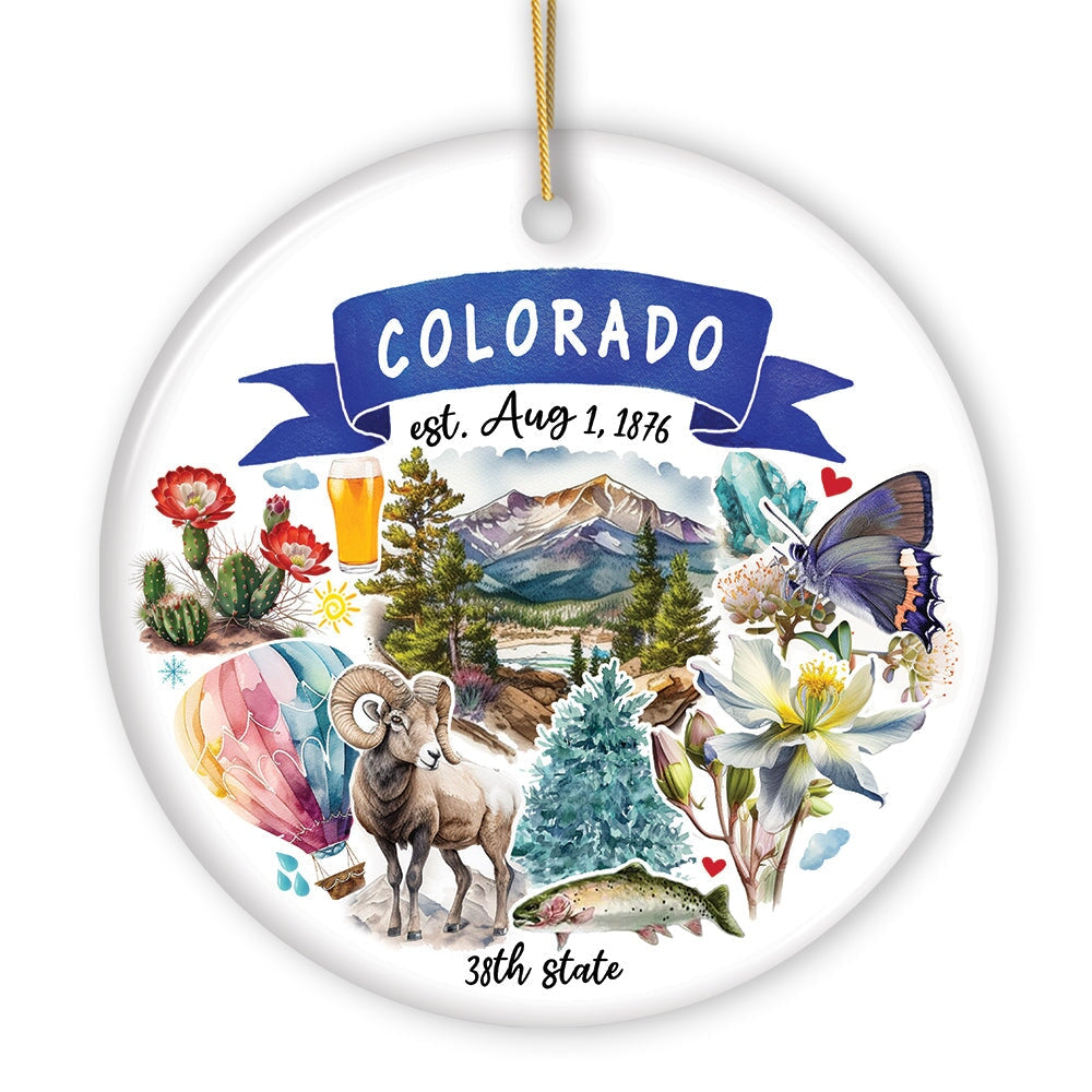 Artistic Colorado State Themes and Landmarks Christmas Ornament Ceramic Ornament OrnamentallyYou 