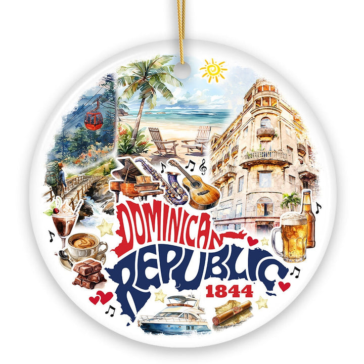 Artistic Dominican Republic Handcrafted Ceramic Ornament, Cultural and Tropical Caribbean Souvenir Gift and Christmas Tree Decor Ceramic Ornament OrnamentallyYou 