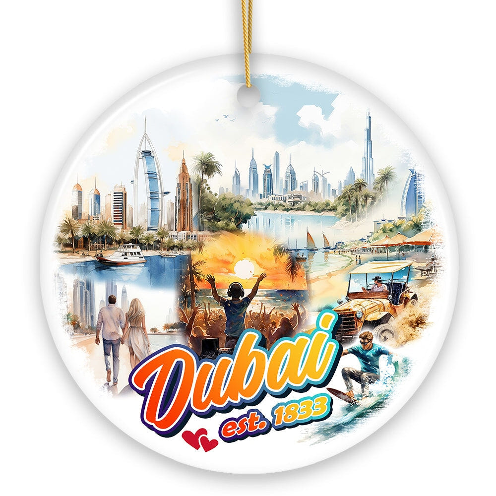 Artistic Dubai Cultural Christmas Ornament, Keepsake Souvenir and Gift Ceramic Ornament OrnamentallyYou 