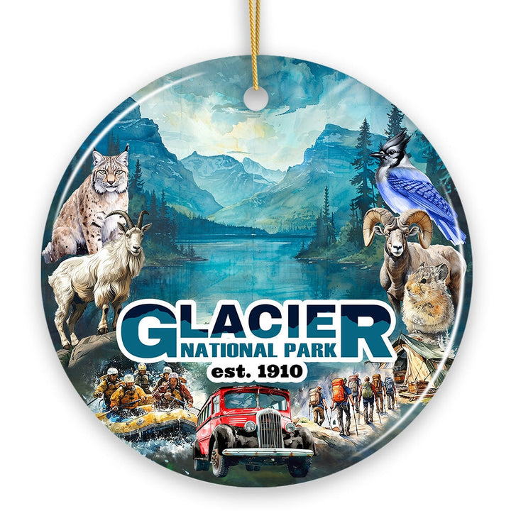 Artistic Glacier National Park Adventure Handmade Ceramic Ornament, Montana Souvenir and Gift Ceramic Ornament OrnamentallyYou 