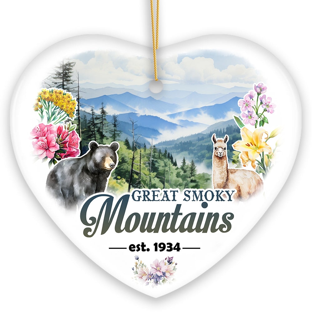 Artistic Great Smoky Mountains Ornament, Ceramic Tennessee Travel Souvenir and Gift Ceramic Ornament OrnamentallyYou 