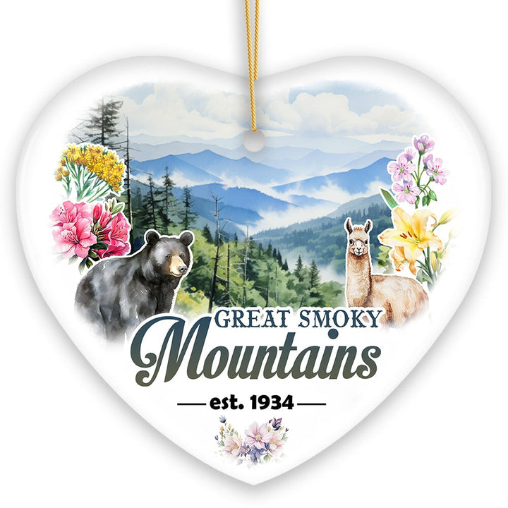 Artistic Great Smoky Mountains Ornament, Ceramic Tennessee Travel Souvenir and Gift Ceramic Ornament OrnamentallyYou 