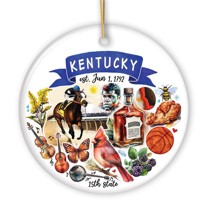 Artistic Kentucky State Themes and Landmarks Christmas Ornament Ceramic Ornament OrnamentallyYou 