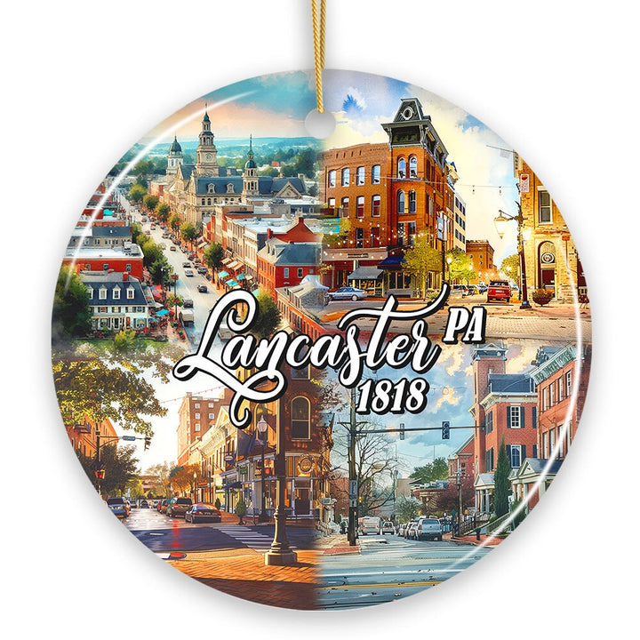 Artistic Lancaster Pennsylvania Ornament, Beautiful Amish Cultures and Countryside Christmas Gift Ceramic Ornament OrnamentallyYou 