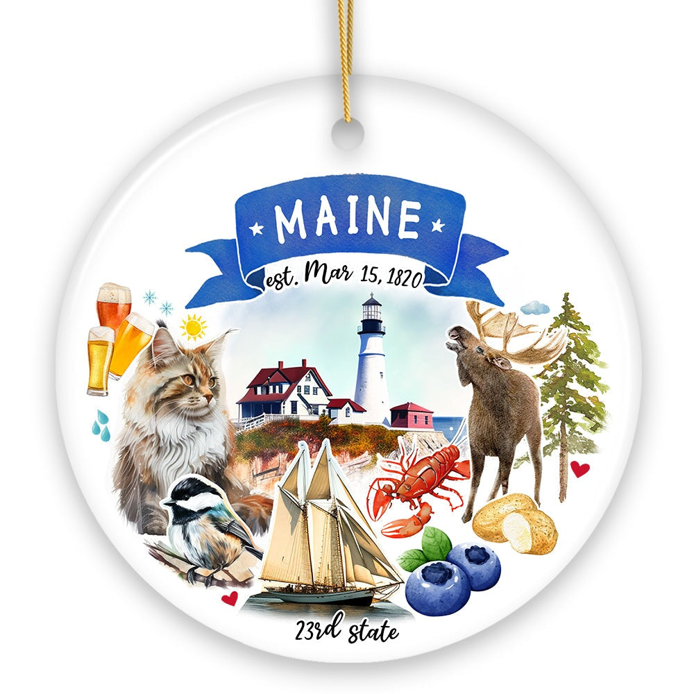 Artistic Maine State Themes and Landmarks Christmas Ornament Ceramic Ornament OrnamentallyYou 