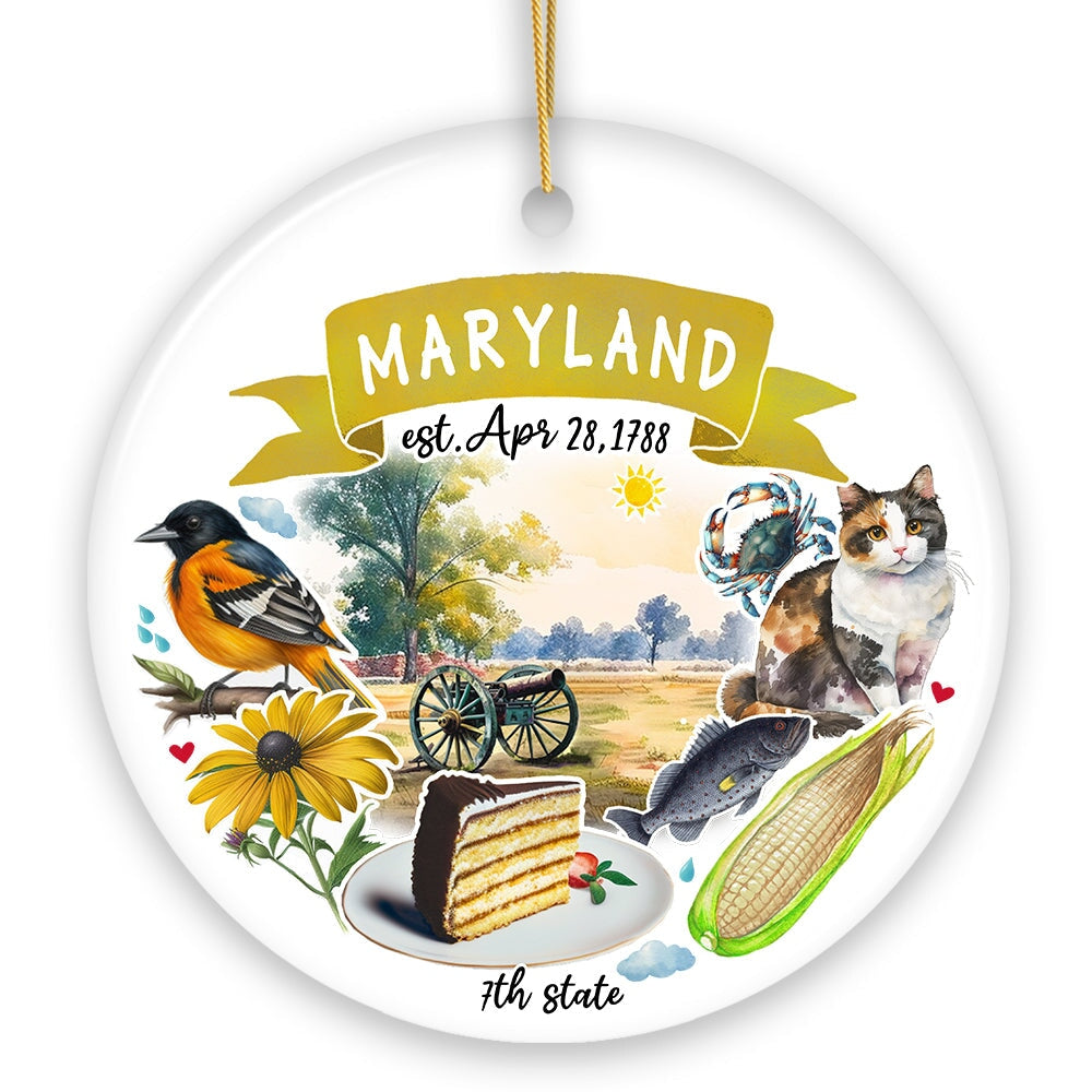Artistic Maryland State Themes and Landmarks Christmas Ornament Ceramic Ornament OrnamentallyYou 