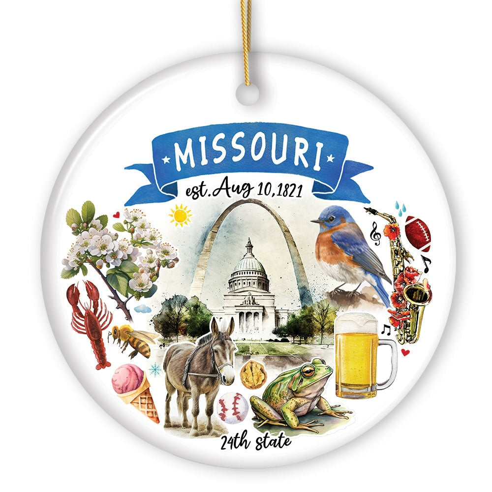 Artistic Missouri State Themes and Landmarks Christmas Ornament Ceramic Ornament OrnamentallyYou 