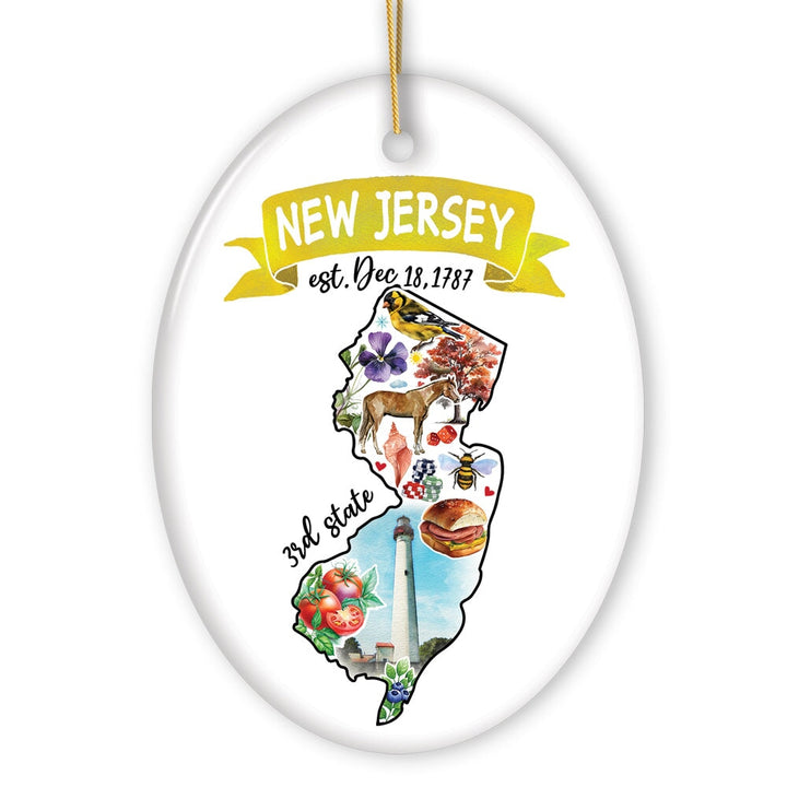Artistic New Jersey State Themes and Landmarks Christmas Ornament Ceramic Ornament OrnamentallyYou 