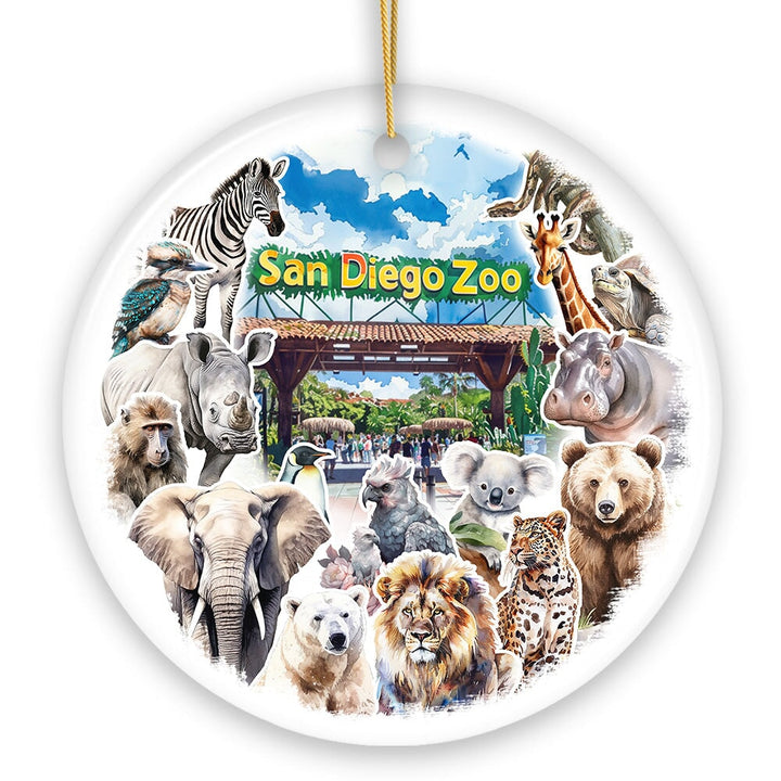 Artistic San Diego Zoo Classic Handcrafted Ornament, California State Ceramic Souvenir and Tree Decor Ceramic Ornament OrnamentallyYou 