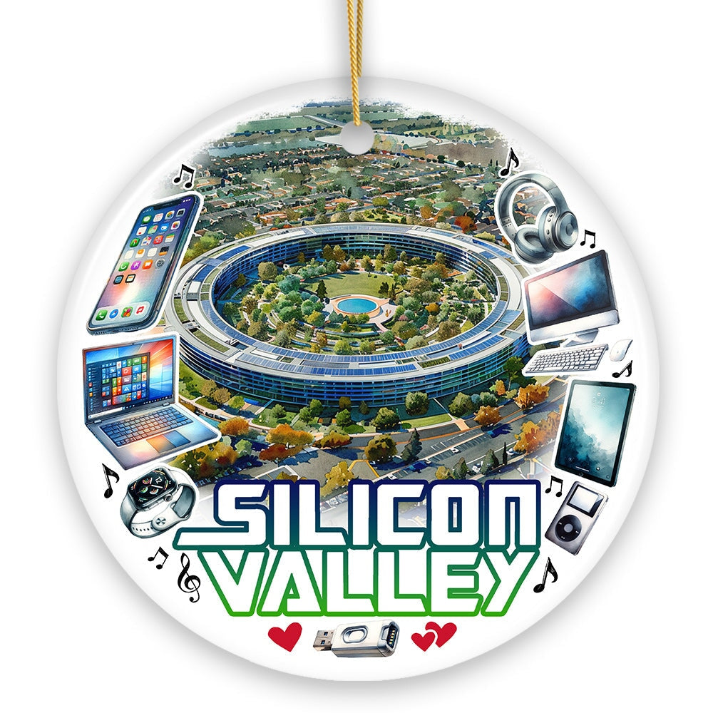 Artistic Silicon Valley Ceramic Ornament, Gift for Technology Enthusiast Ceramic Ornament OrnamentallyYou 