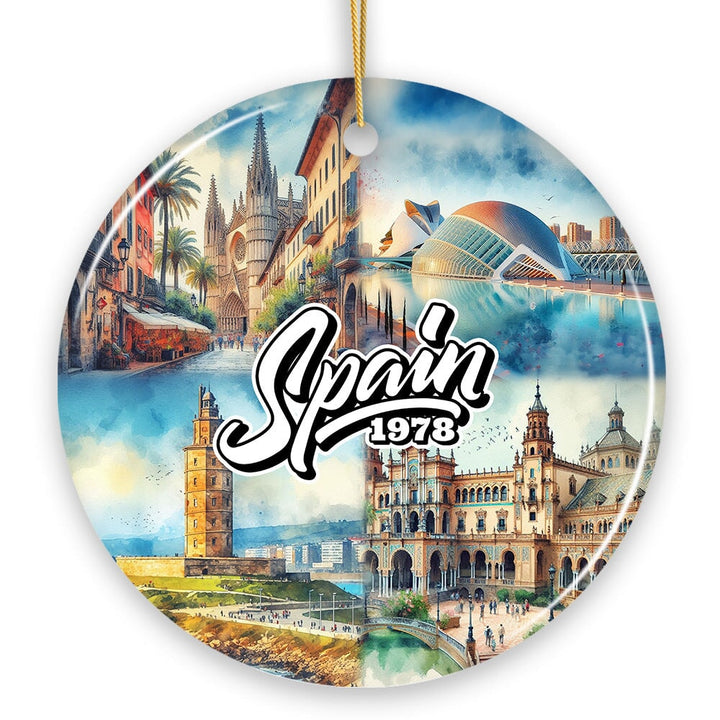 Artistic Spain Cultural Heritage and Landmarks Ornament, Christmas Tree Decor and Keepsake Ceramic Ornament OrnamentallyYou 