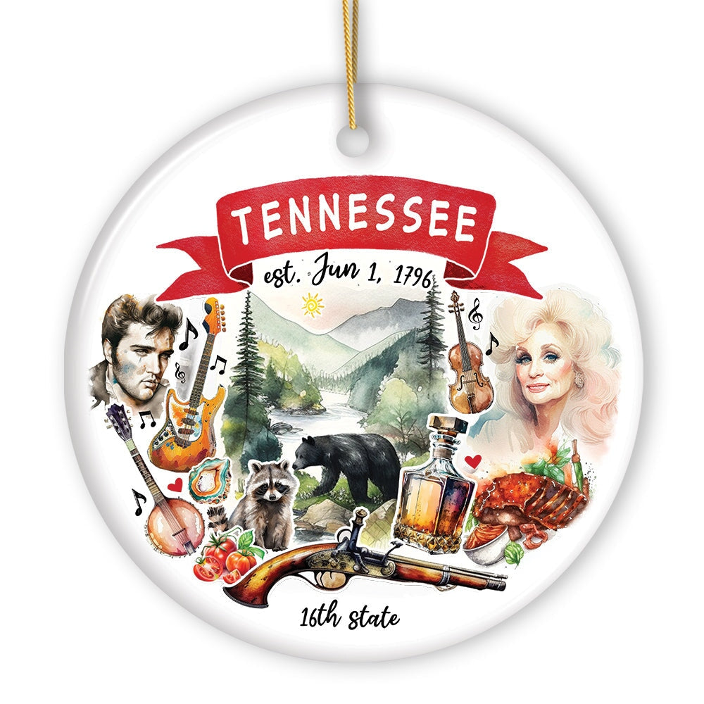 Artistic Tennessee State Themes and Landmarks Christmas Ornament Ceramic Ornament OrnamentallyYou 
