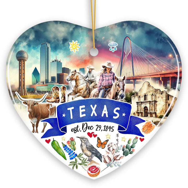 Artistic Texas State Themes and Landmarks Christmas Ornament Ceramic Ornament OrnamentallyYou 