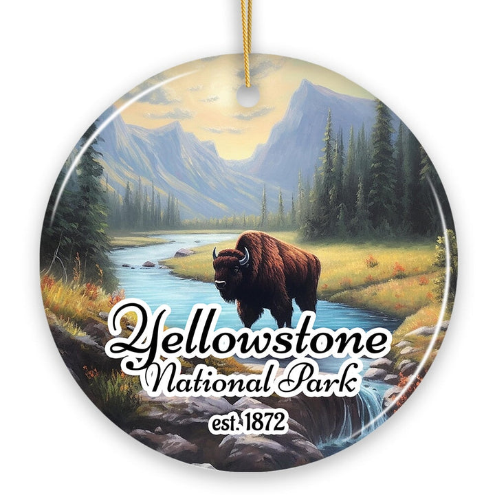 Artistic Yellowstone National Park Christmas Ornament, Gift for Nature Lovers Ceramic Ornament OrnamentallyYou 