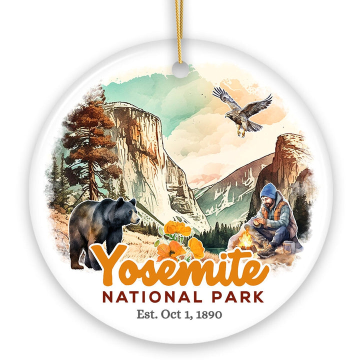 Artistic Yosemite National Park Ornament, California Christmas Gift for Hikers Ceramic Ornament OrnamentallyYou 