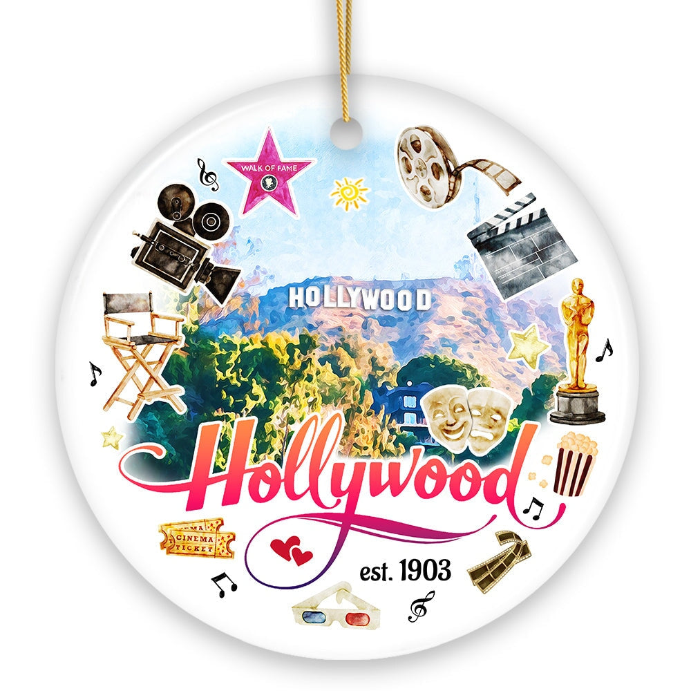 Artistic and Glamorous Hollywood Ceramic Ornament, Los Angeles Music and Entertainment Culture Gift Ceramic Ornament OrnamentallyYou 