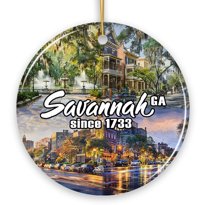 Artistically Scenic Savannah Ornament, Georgia Historical City and Nature Christmas Ornament Ceramic Ornament OrnamentallyYou 