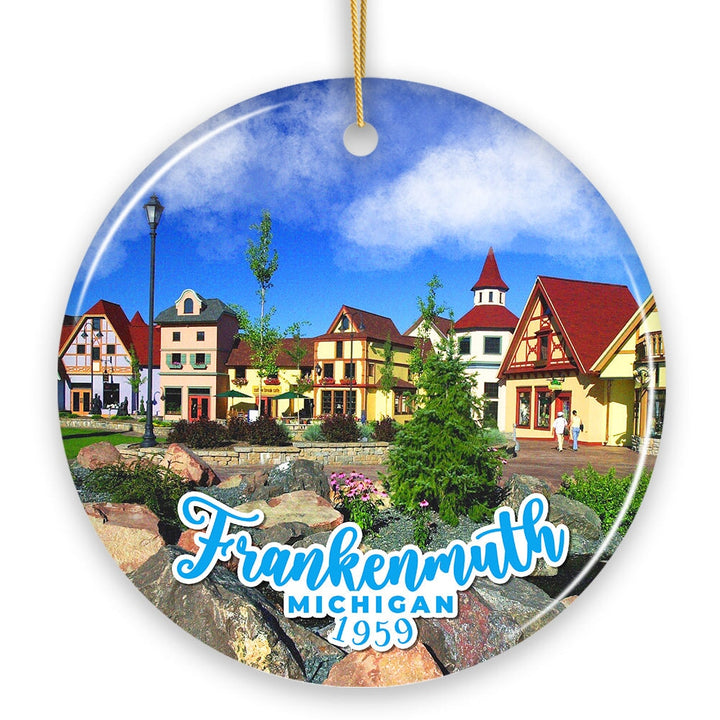 Artistically Vibrant Frankenmuth Ornament, Festive Bavarian Town Michigan Christmas Souvenir and Decor Ceramic Ornament OrnamentallyYou 