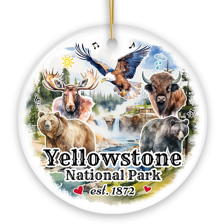 Artistically Vibrant Yellowstone National Park Ornament, Wildlife and Nature Souvenir Gift Ceramic Ornament OrnamentallyYou 