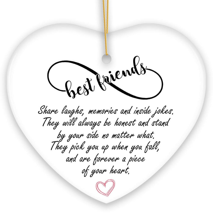 Best Friends are Forever a Piece of Your Heart Quote Christmas Ornament, Sentimental Friendship Gift Ceramic Ornament OrnamentallyYou 