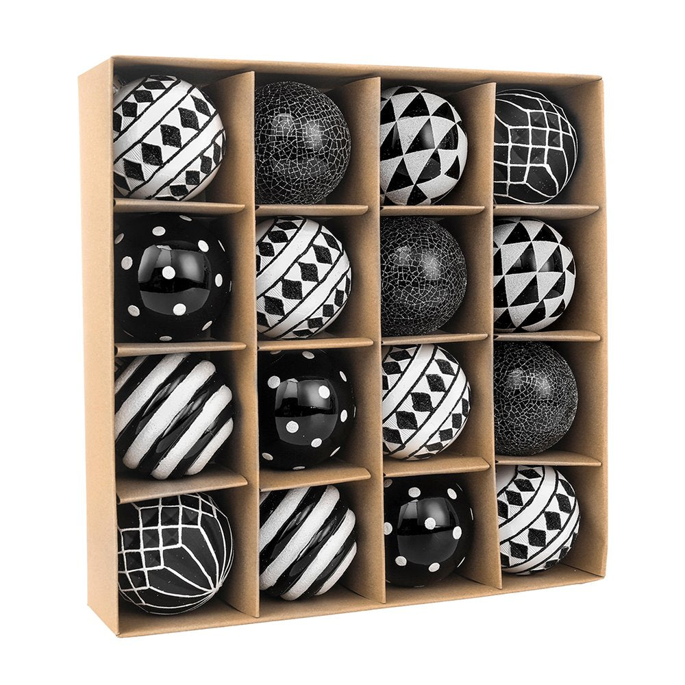 Black and White Monochrome Christmas Bauble Ornament Set, Emo or Gothic Tree Ideas Ornament Bundle OrnamentallyYou 