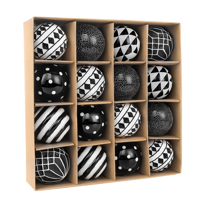 Black and White Monochrome Christmas Bauble Ornament Set, Emo or Gothic Tree Ideas Ornament Bundle OrnamentallyYou 