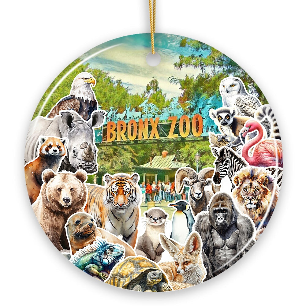 Bronx Zoo Animal Collage Ceramic Ornament, New York City Traveler Souvenir Ceramic Ornament OrnamentallyYou 