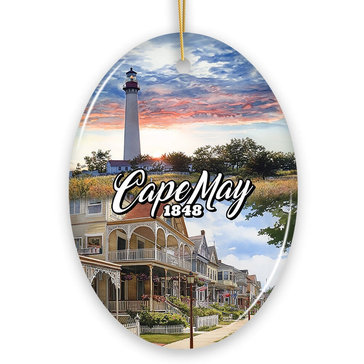 Cape May Coastal Charm Ornament, American Seaside Retreat Christmas Gift and New Jersey Souvenir Ceramic Ornament OrnamentallyYou 
